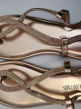 Dream Pairs Metallic Rose Gold Crystal Strap Sandals